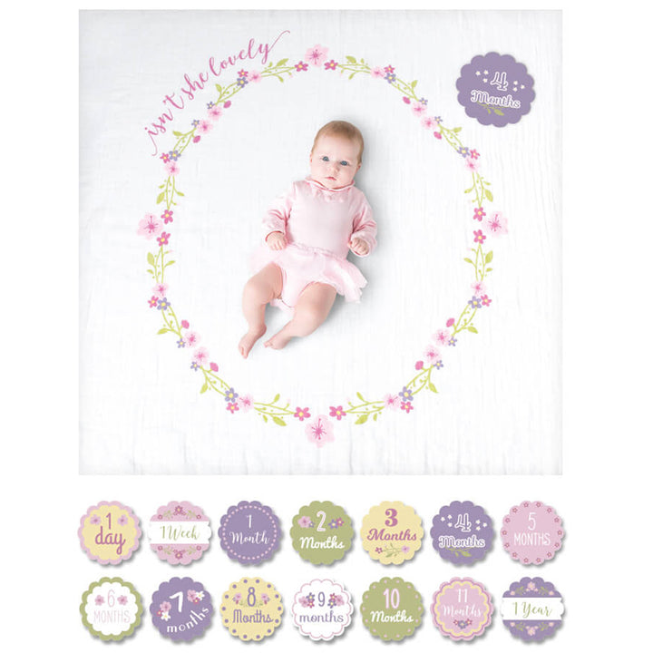 Lulujo Baby Milestone Blanket and Card Set - Isn't She Lovely