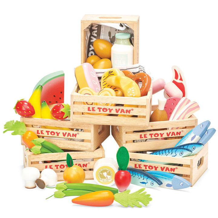 Le Toy Van Honeybee Market - Wooden Vegetables 5 a Day Crate