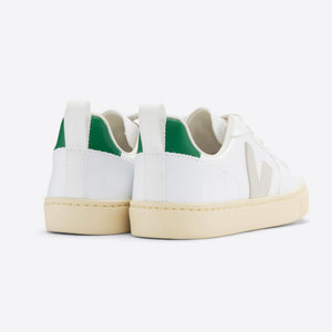 Veja V-10 Kids Lace Trainer - White Pierre Emeraude