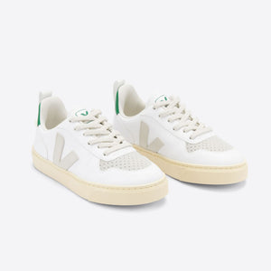 Veja V-10 Kids Lace Trainer - White Pierre Emeraude