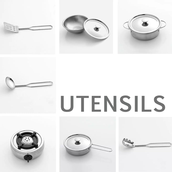 Set of 10 Play Kitchen Utensils
