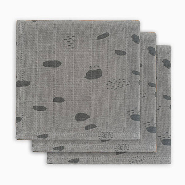 Jollein Hydrophilic Facecloth Spot Storm 3 Pack - Grey