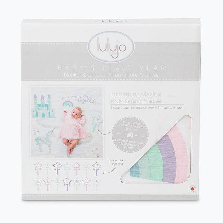 Lulujo Baby Milestone Blanket and Card Set - Something Magical