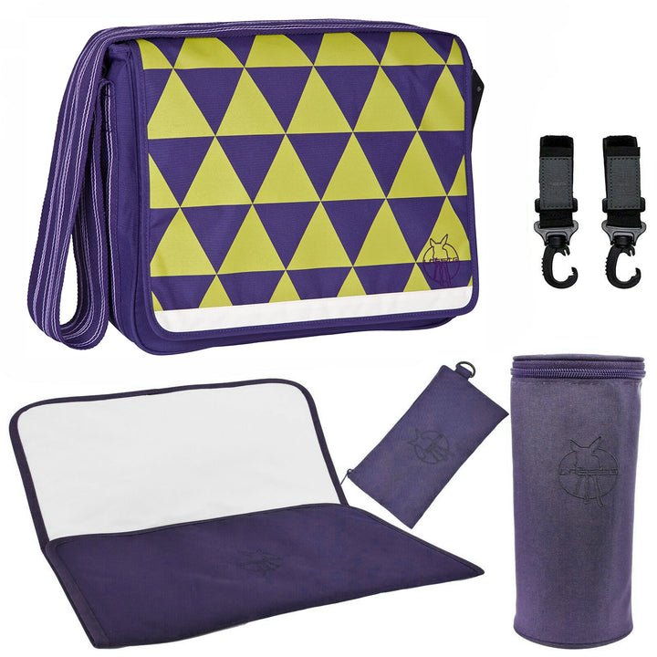 Lassig Changing Bag Messenger Diaper - Triangle Purple