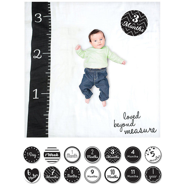 Lulujo Baby Milestone Blanket and Card Set - Loved Beyond Measure